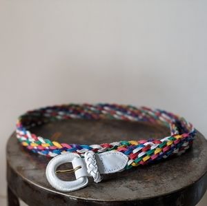 VINTAGE Genuine leather multicolor braided belt